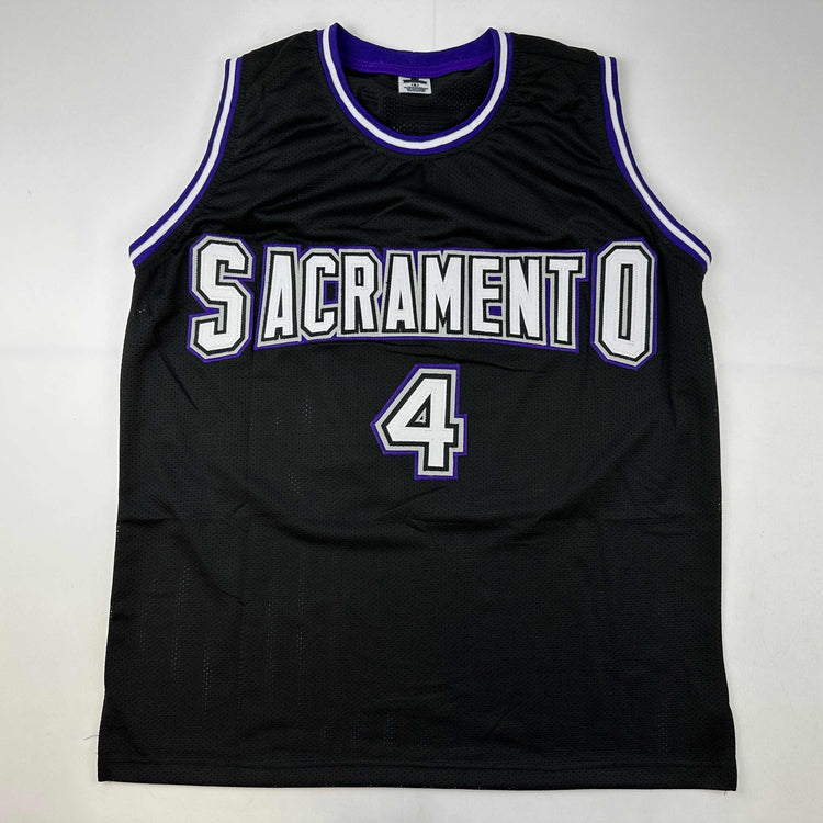 Facsimile Autographed Chris Webber Sacramento Black Reprint Laser Auto Basketball Jersey Size Men's XL
