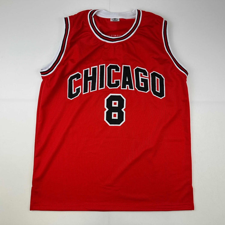 Facsimile Autographed Zach LaVine Chicago Red Reprint Laser Auto Basketball Jersey Size Men's XL