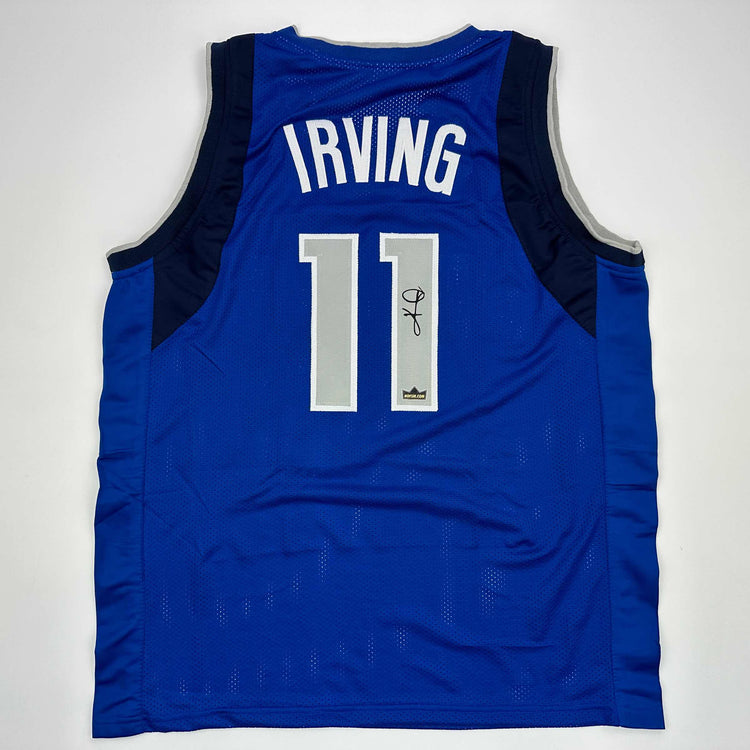 Facsimile Autographed Kyrie Irving Dallas Blue Reprint Laser Auto Basketball Jersey Size Men's XL