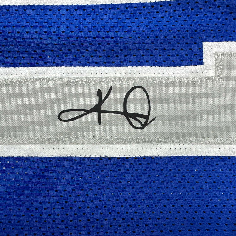 Facsimile Autographed Kyrie Irving Dallas Blue Reprint Laser Auto Basketball Jersey Size Men's XL