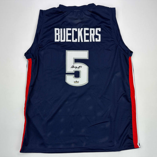 Facsimile Autographed Paige Bueckers UConn Blue Reprint Laser Auto College Basketball Jersey Size Men's XL