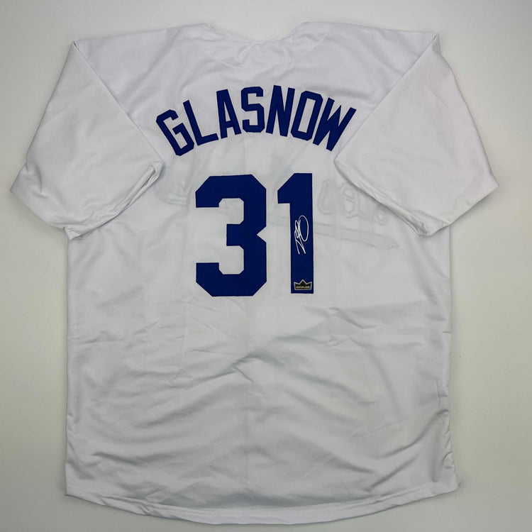 Facsimile Autographed Tyler Glasnow Los Angeles LA White Reprint Laser Auto Baseball Jersey Size Men's XL