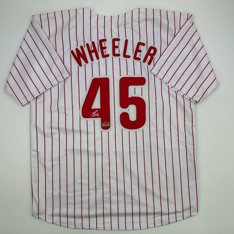 Facsimile Autographed Zack Wheeler Philadelphia Pinstripe Reprint Laser Auto Baseball Jersey Size Men's XL