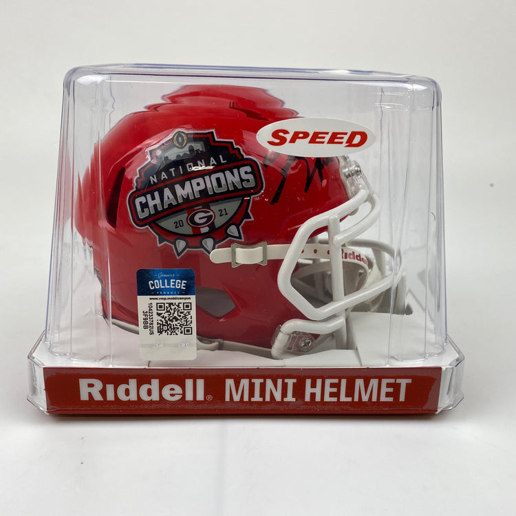 Autographed/Signed Kirby Smart Georgia Bulldogs 2021 National Champions Mini College Football Helmet Fanatics COA