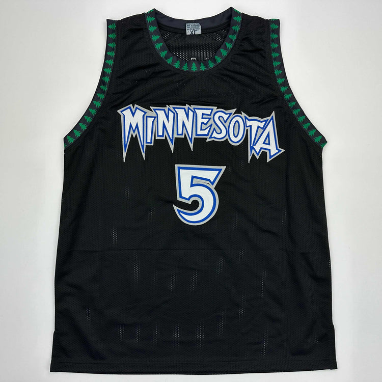 Facsimile Autographed Anthony Edwards Minnesota Black Reprint Laser Auto Basketball Jersey Size Men's XL