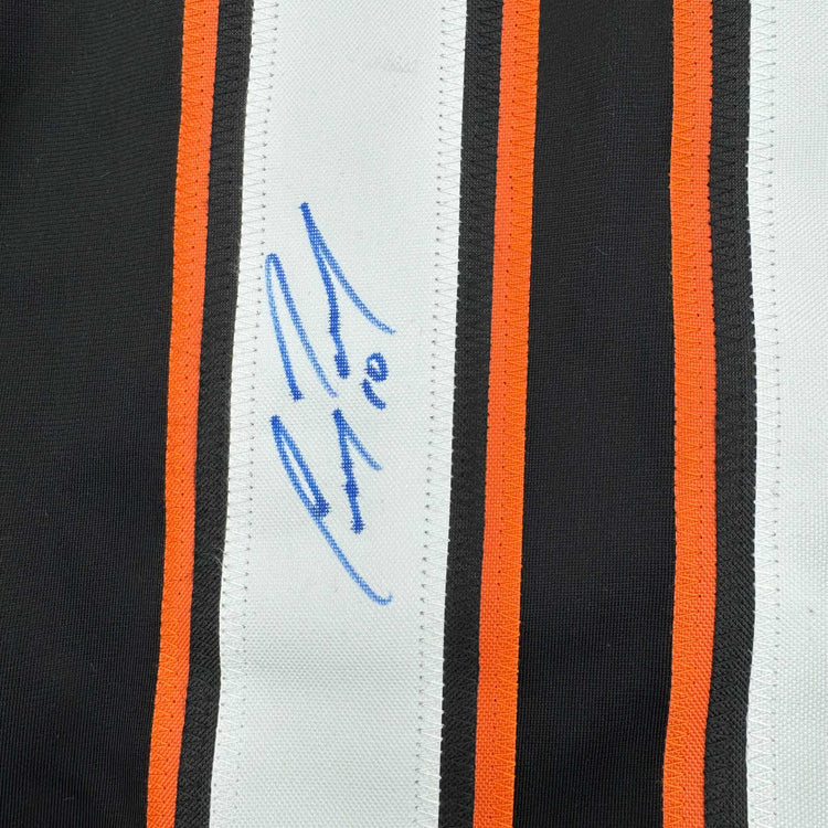 Framed Autographed/Signed Corey Perry 35x39 Anaheim Black Hockey Jersey JSA COA