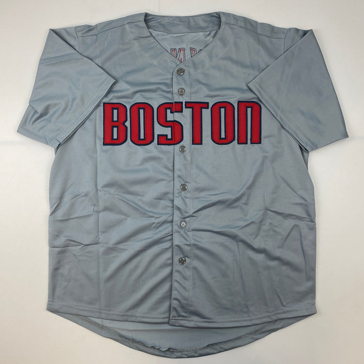 Autographed/Signed Fred Lynn Boston Grey Baseball Jersey JSA COA