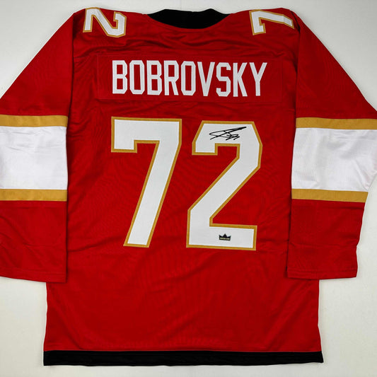 Facsimile Autographed Sergei Bobrovsky Florida Red Reprint Laser Auto Hockey Jersey Size Men's XL