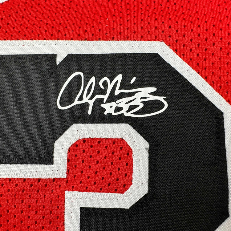 Facsimile Autographed Alonzo Mourning Miami Red Reprint Laser Auto Basketball Jersey Size Men's XL