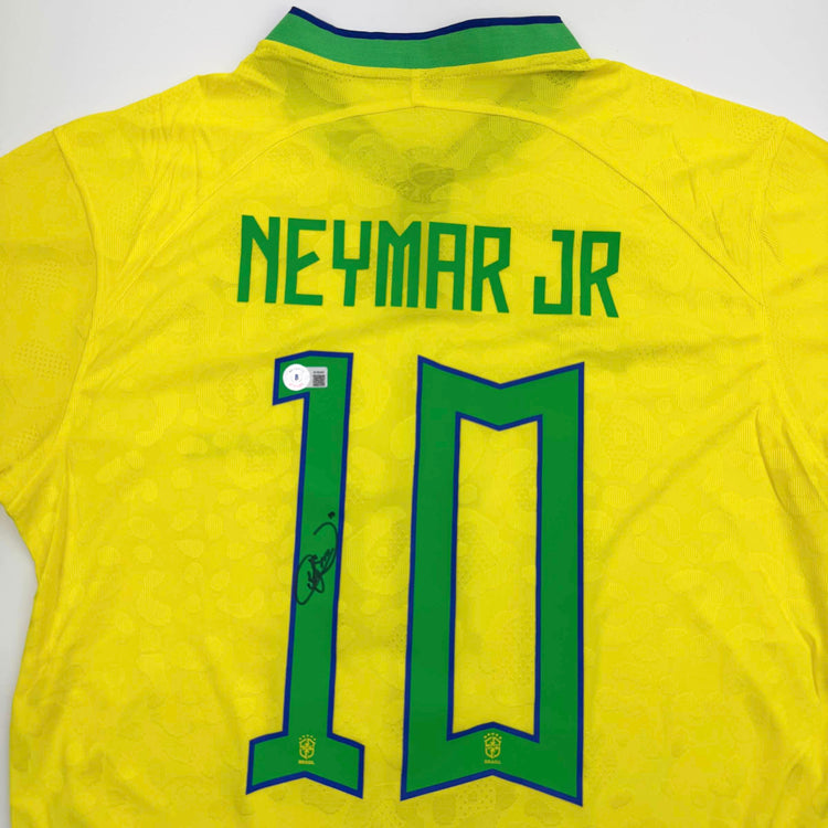 Autographed/Signed Neymar Jr. Brazil Soccer Futbol Jersey Beckett BAS COA