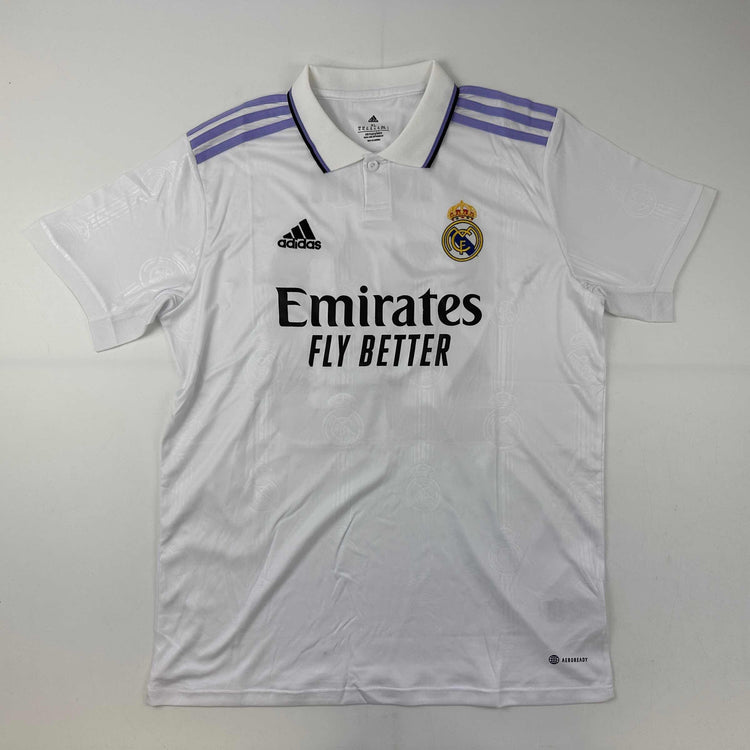 Autographed/Signed Vini Vinicius Jr. Real Madrid 2022-23 White Soccer Jersey Beckett BAS COA