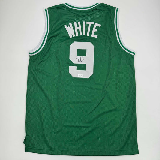 Autographed/Signed Derrick White Boston Green Basketball Jersey JSA COA