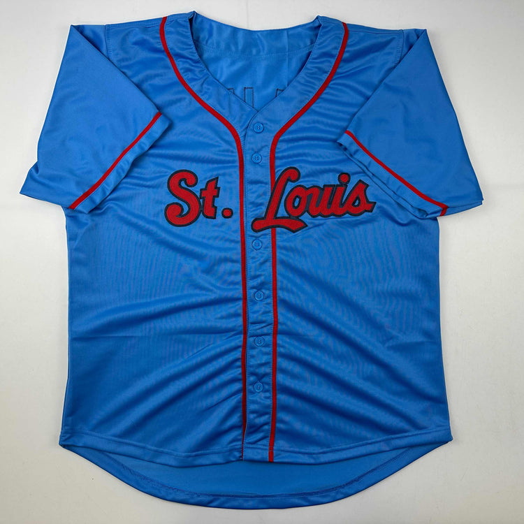 Facsimile Autographed Yadier Molina St. Louis Blue Reprint Laser Auto Baseball Jersey Size Men's XL