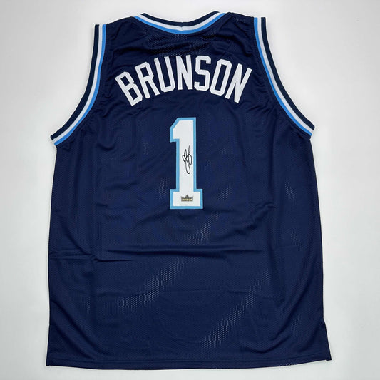 Facsimile Autographed Jalen Brunson Villanova Blue Reprint Laser Auto College Basketball Jersey Size Men's XL