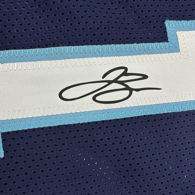 Facsimile Autographed Jalen Brunson Villanova Blue Reprint Laser Auto College Basketball Jersey Size Men's XL