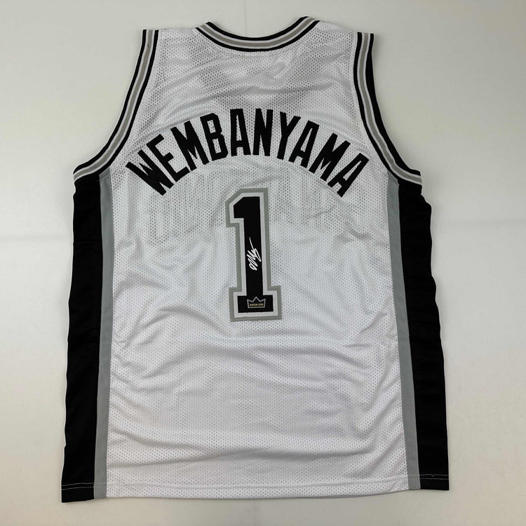 Facsimile Autographed Victor Wembanyama San Antonio White Reprint Laser Auto Basketball Jersey Size Men's XL