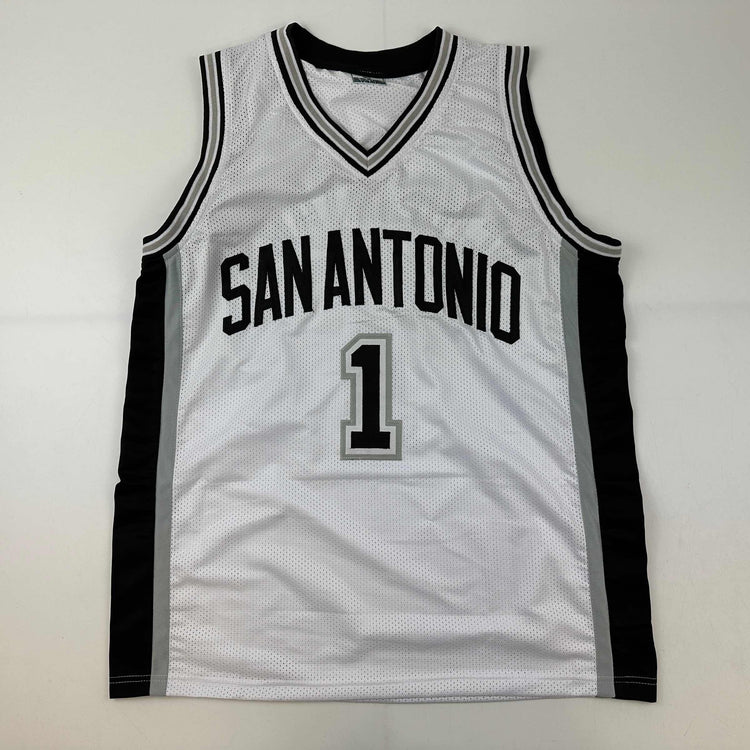 Facsimile Autographed Victor Wembanyama San Antonio White Reprint Laser Auto Basketball Jersey Size Men's XL