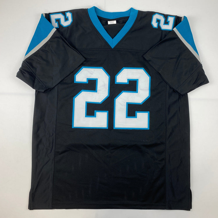Facsimile Autographed Christian McCaffrey Carolina Black Reprint Laser Auto Football Jersey Size Men's XL