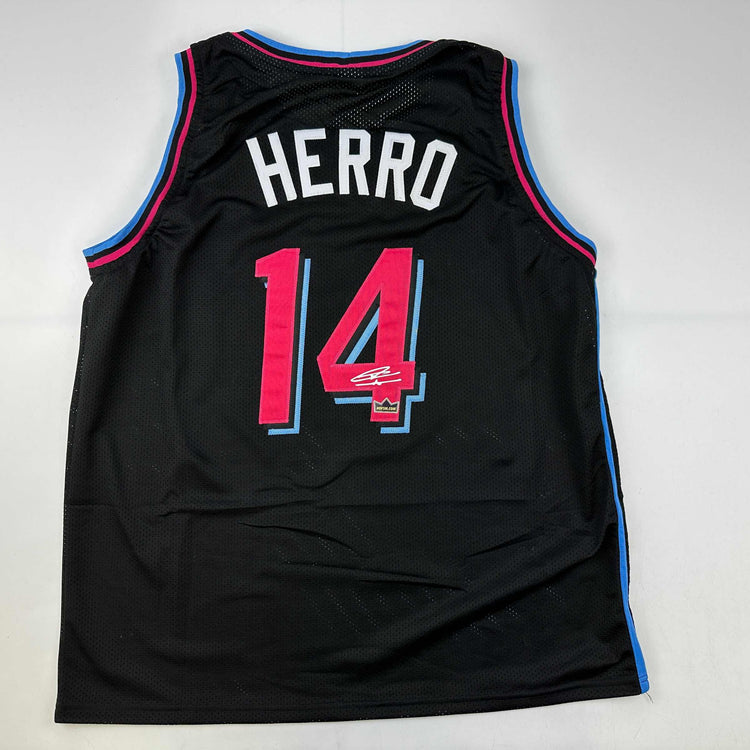 Facsimile Autographed Tyler Herro Miami Black Vice City Reprint Laser Auto Basketball Jersey Size Men's XL