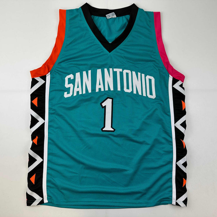 Facsimile Autographed Victor Wembanyama San Antonio Teal Retro Reprint Laser Auto Basketball Jersey Size Men's XL