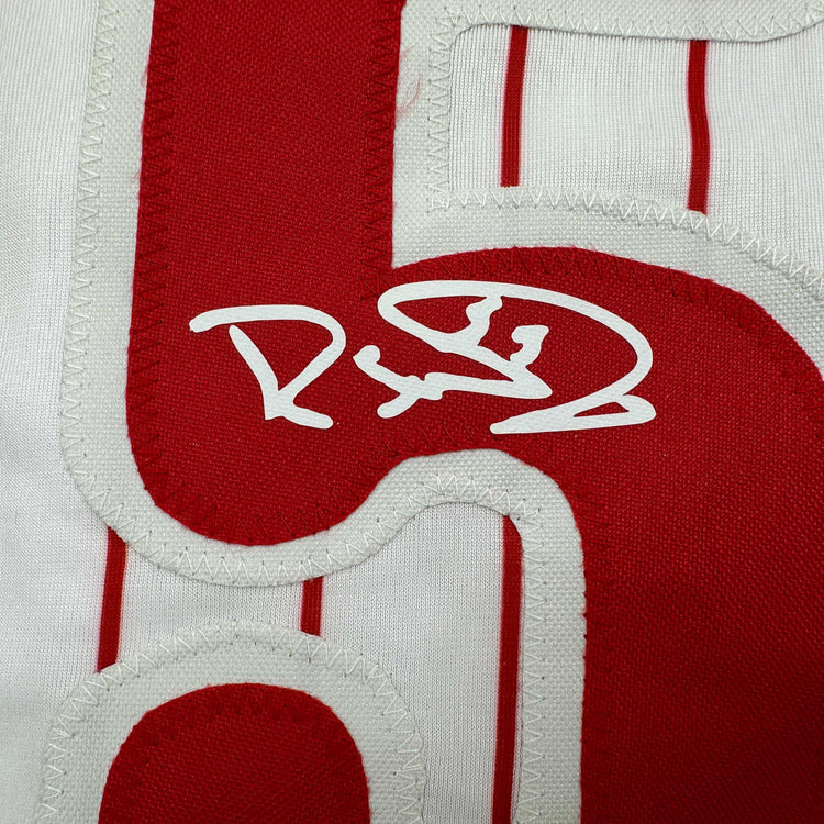 Framed Facsimile Autographed Ranger Suarez 35x39 Philadelphia Pinstripe Reprint Laser Auto Baseball Jersey