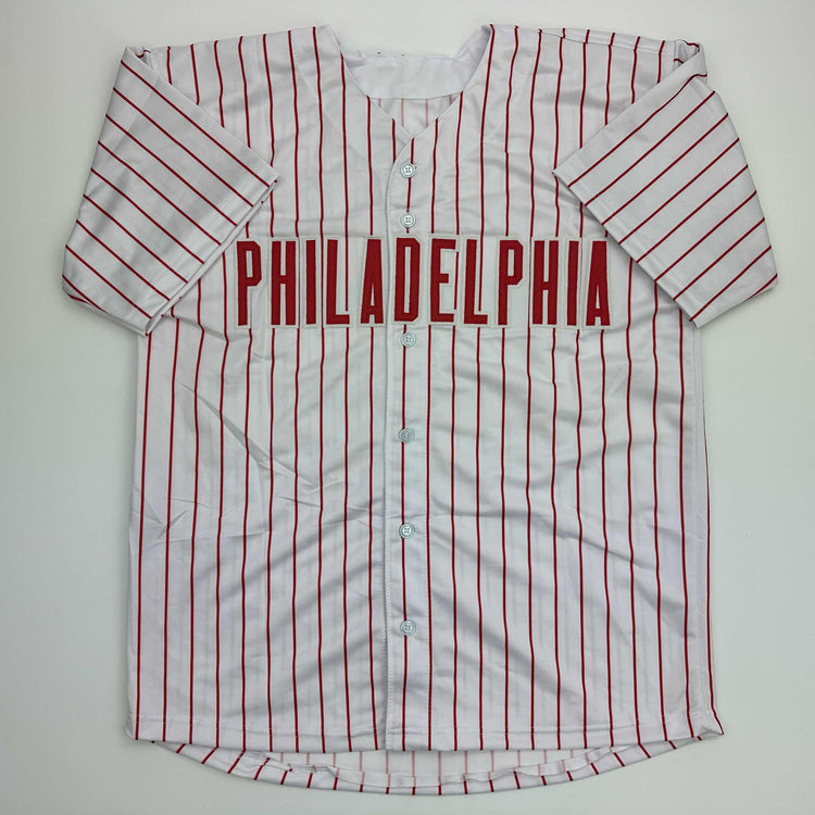 Facsimile Autographed Ranger Suarez Philadelphia Pinstripe Reprint Laser Auto Baseball Jersey Size Men's XL