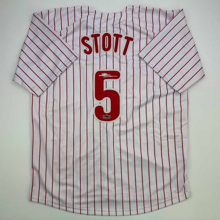 Facsimile Autographed Bryson Stott Philadelphia Pinstripe Reprint Laser Auto Baseball Jersey Size Men's XL