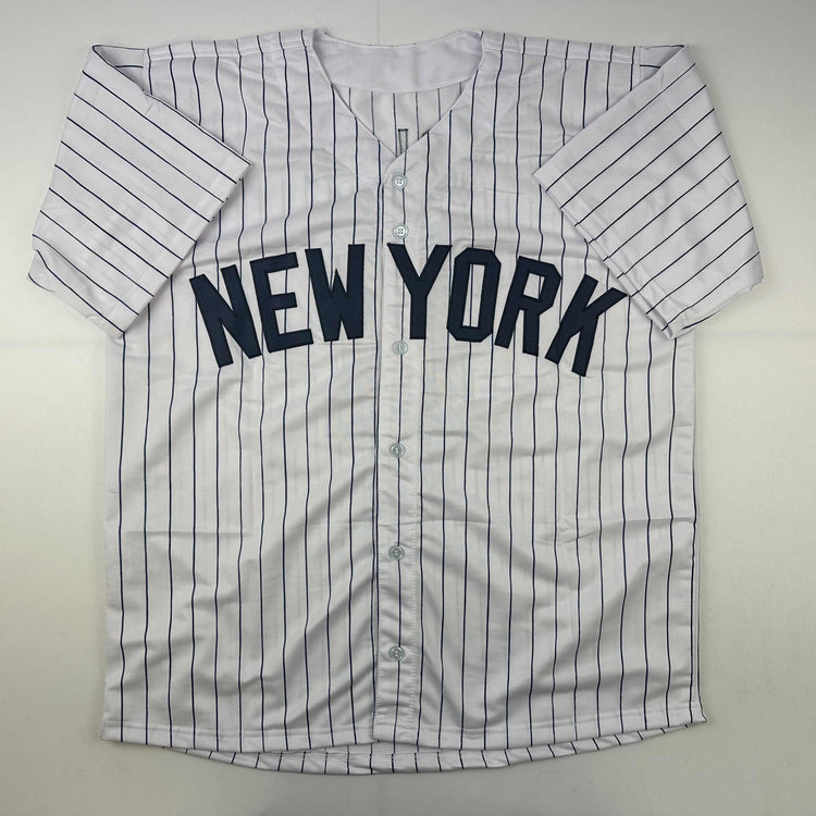 Facsimile Autographed Anthony Volpe New York Pinstripe Reprint Laser Auto Baseball Jersey Size Men's XL