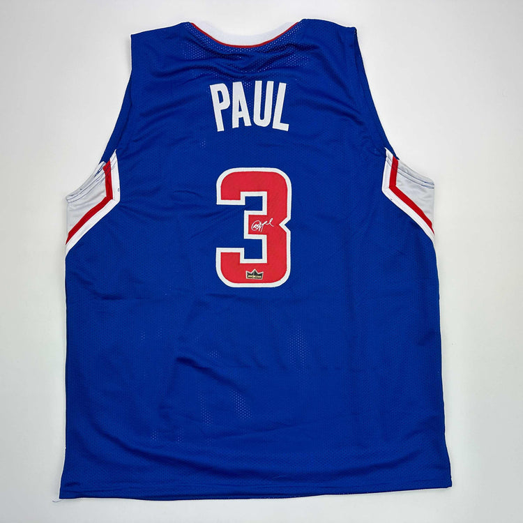 Facsimile Autographed Chris Paul Los Angeles LA Blue Reprint Laser Auto Basketball Jersey Size Men's XL