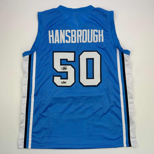 Facsimile Autographed Tyler Hansbrough UNC North Carolina Blue Reprint Laser Auto College Basketball Jersey Size Men's XL