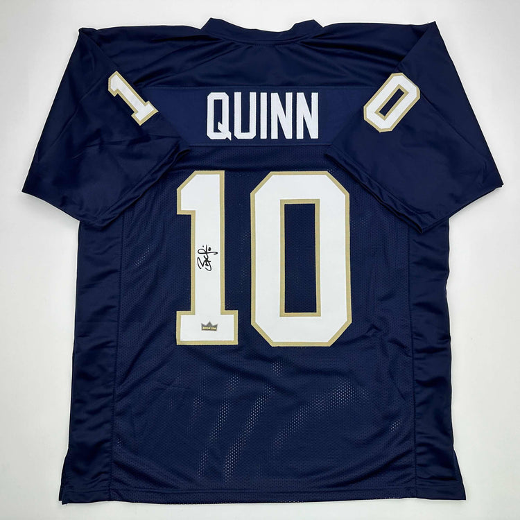 Facsimile Autographed Brady Quinn Notre Dame Blue Reprint Laser Auto College Football Jersey Size Men's XL