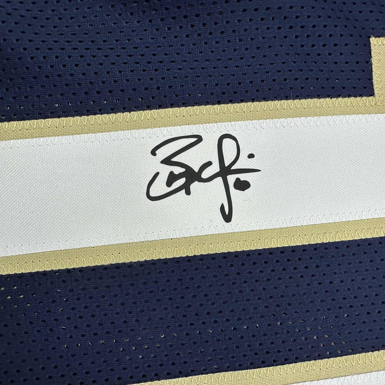 Facsimile Autographed Brady Quinn Notre Dame Blue Reprint Laser Auto College Football Jersey Size Men's XL