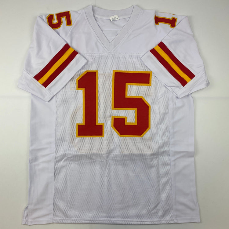 Facsimile Autographed Patrick Mahomes Kansas City White Reprint Laser Auto Football Jersey Size Men's XL