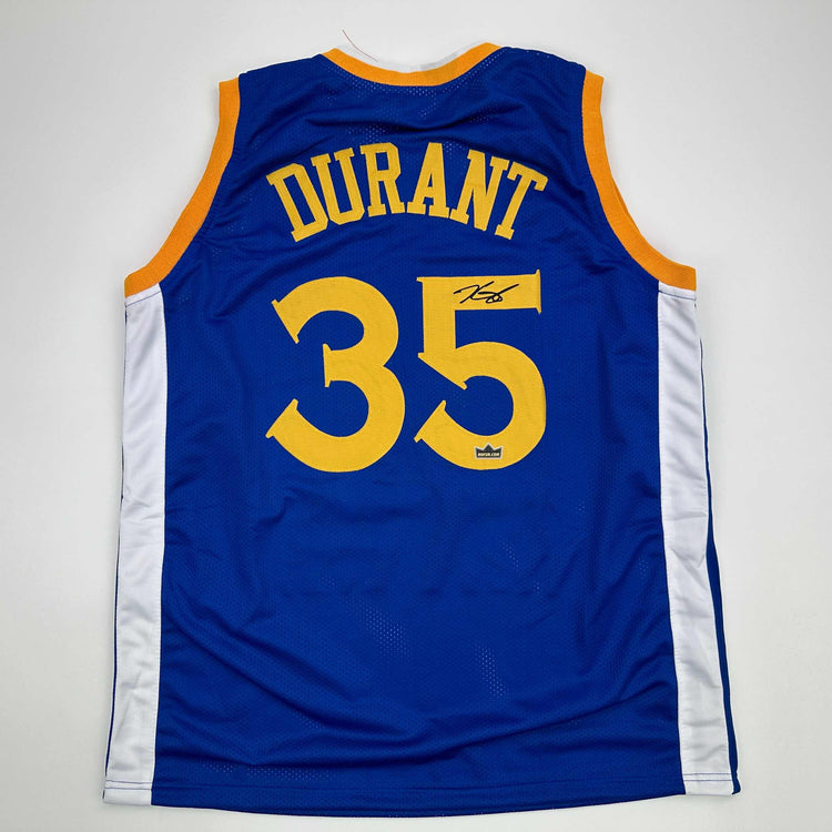 Facsimile Autographed Kevin Durant Golden State Blue Reprint Laser Auto Basketball Jersey Size Men's XL