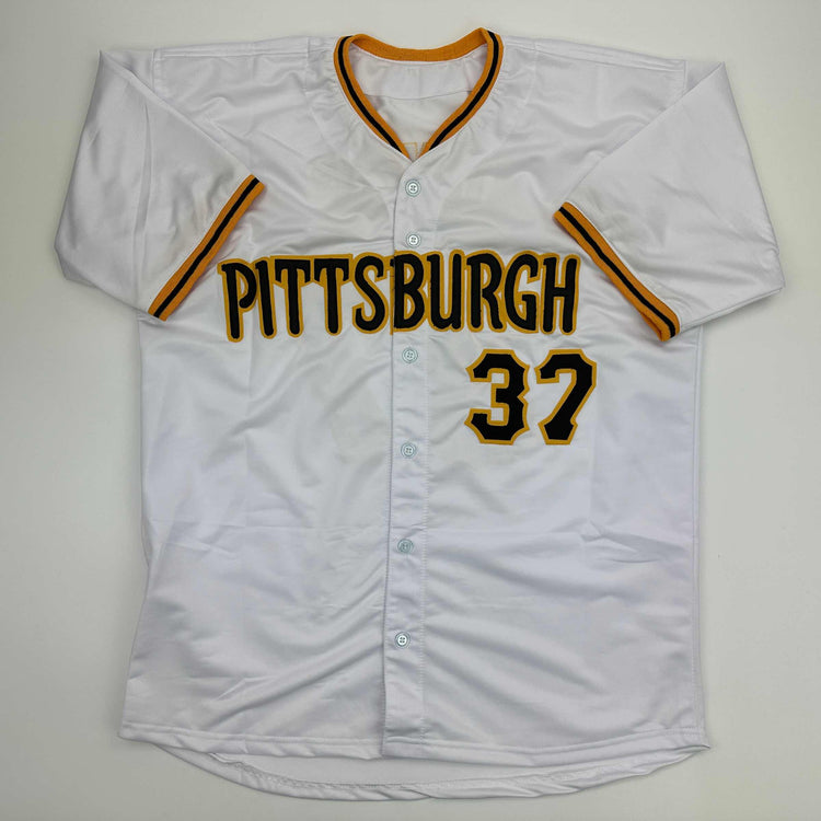 Facsimile Autographed Jared Jones Pittsburgh White Reprint Laser Auto Baseball Jersey Size Men's XL