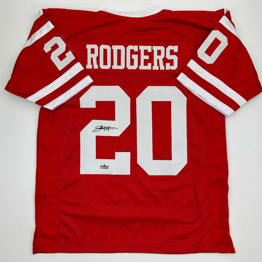 Facsimile Autographed Johnny Rodgers Nebraska  Red Reprint Laser Auto College Football Jersey Size Men's XL