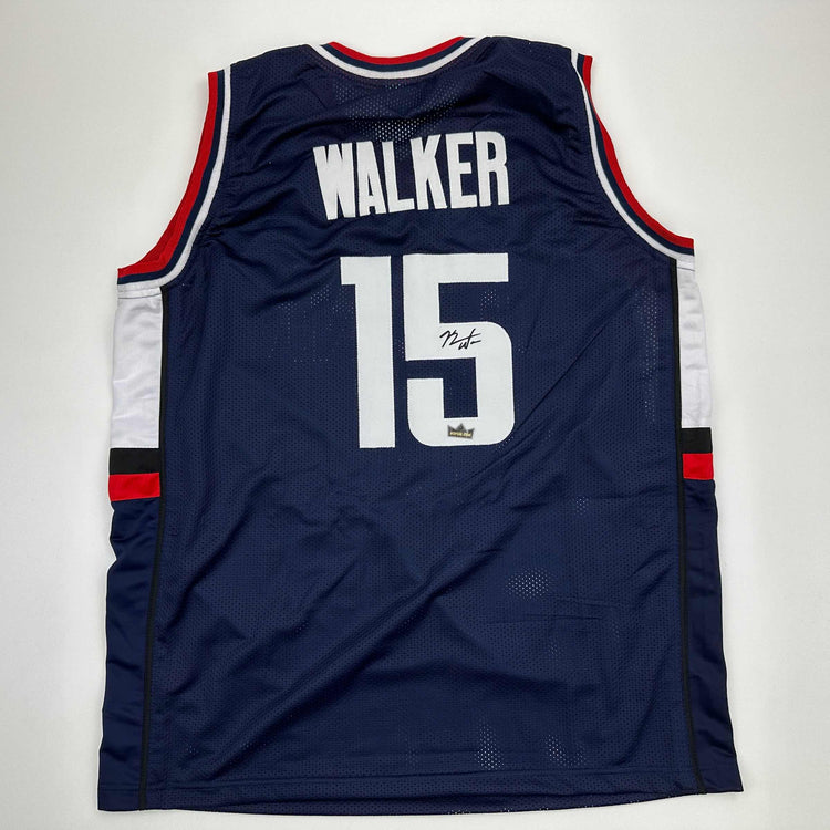 Facsimile Autographed Kemba Walker UConn Blue Reprint Laser Auto College Basketball Jersey Size Men's XL