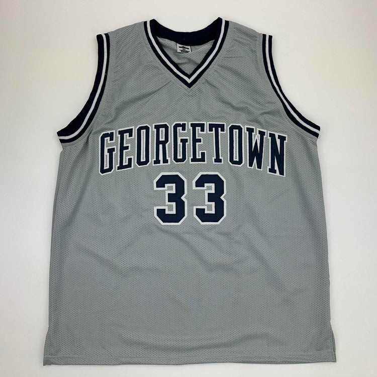 Facsimile Autographed Patrick Ewing Georgetown Grey Reprint Laser Auto College Basketball Jersey Size Men's XL