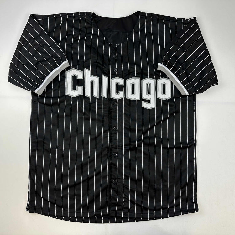Facsimile Autographed Tim Anderson Chicago Black Pinstripe City Connect Reprint Laser Auto Baseball Jersey Size Men's XL