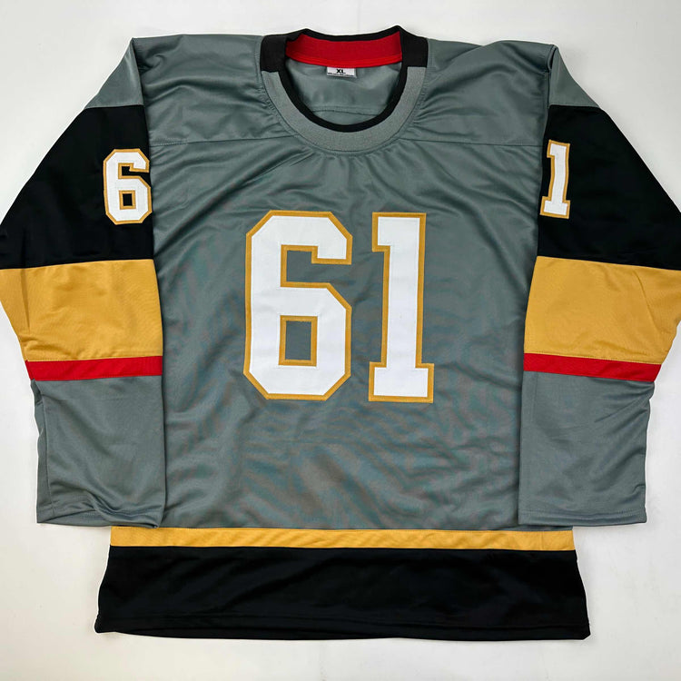 Facsimile Autographed Mark Stone Vegas Grey Reprint Laser Auto Hockey Jersey Size Men's XL