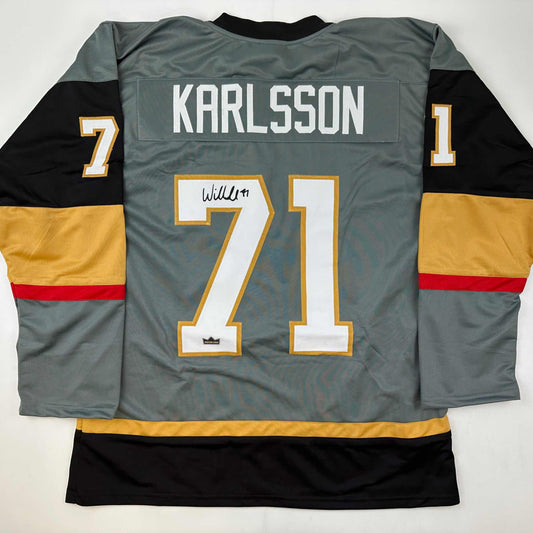 Facsimile Autographed William Karlsson Vegas Grey Reprint Laser Auto Hockey Jersey Size Men's XL