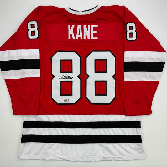 Facsimile Autographed Patrick Kane Chicago Red Reprint Laser Auto Hockey Jersey Size Men's XL