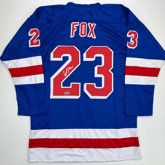 Facsimile Autographed Adam Fox New York Blue Reprint Laser Auto Hockey Jersey Size Men's XL