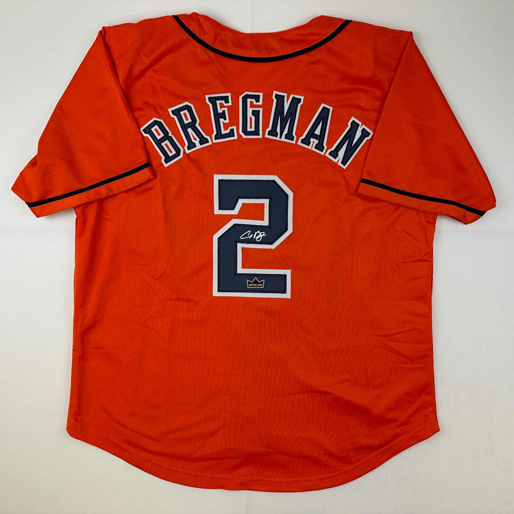 Facsimile Autographed Alex Bregman Houston Orange Reprint Laser Auto Baseball Jersey Size Men's XL
