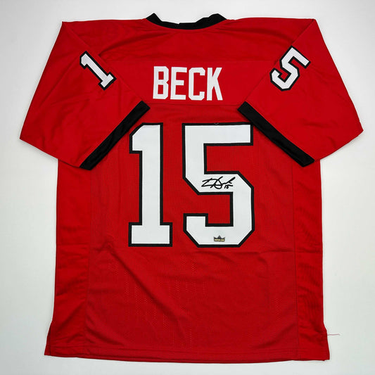 Facsimile Autographed Carson Beck Georgia Red Reprint Laser Auto College Football Jersey Size Men's XL