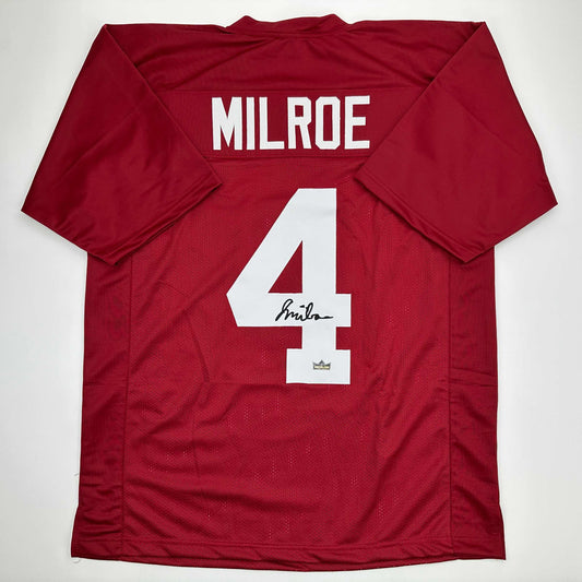 Facsimile Autographed Jalen Milroe Alabama Red Reprint Laser Auto College Football Jersey Size Men's XL