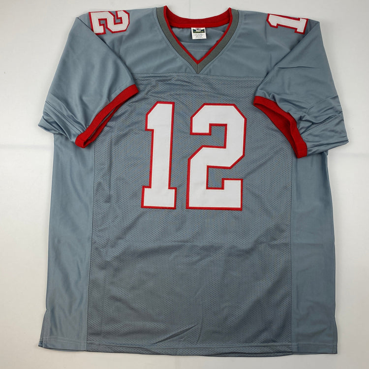 Facsimile Autographed Tom Brady Tampa Bay Pewter Grey Reprint Laser Auto Football Jersey Size Men's XL