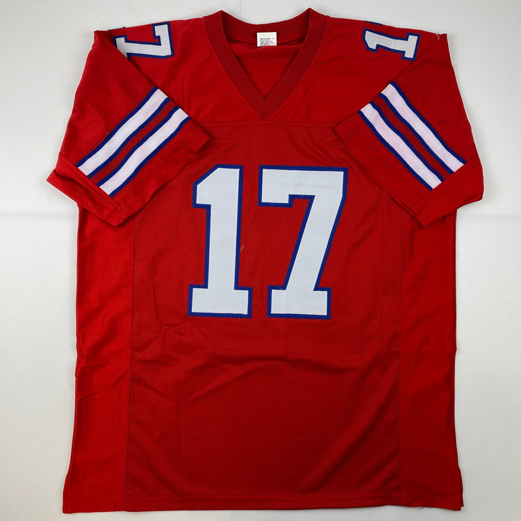 Facsimile Autographed Josh Allen Buffalo Red Reprint Laser Auto Football Jersey Size Men's XL