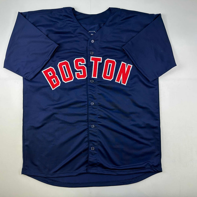 Autographed/Signed Wade Boggs Boston Blue Baseball Jersey Beckett BAS COA