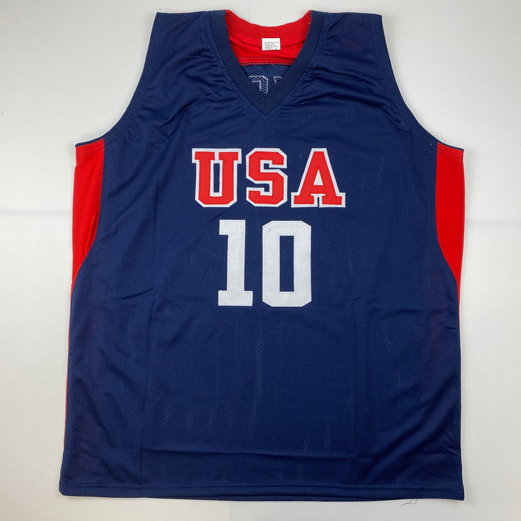 Facsimile Autographed Kobe Bryant United States Team USA Olympics Blue Reprint Laser Auto Basketball Jersey Size Men's XL
